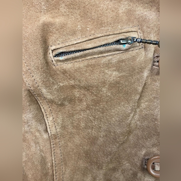 i.e. Relaxed Brown Leather Cargo Moto Streetwear Boho Chunky Jacket Size SP‎ - Picture 4 of 8